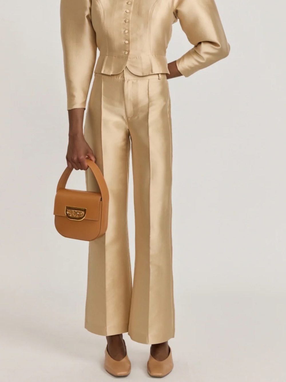 DESTREE Satin straight pants - Beige// Size 34 / XS .. Excellent Condition